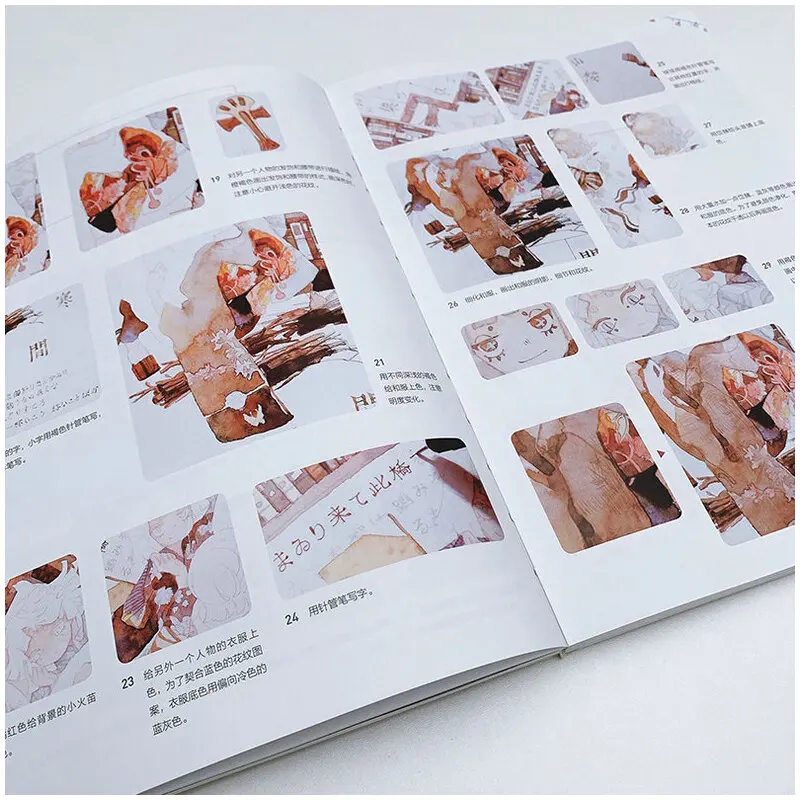 Wonderful Japanese Style Transparent Watercolor Tutorial Book Beautiful Girl Drawing illustration Set