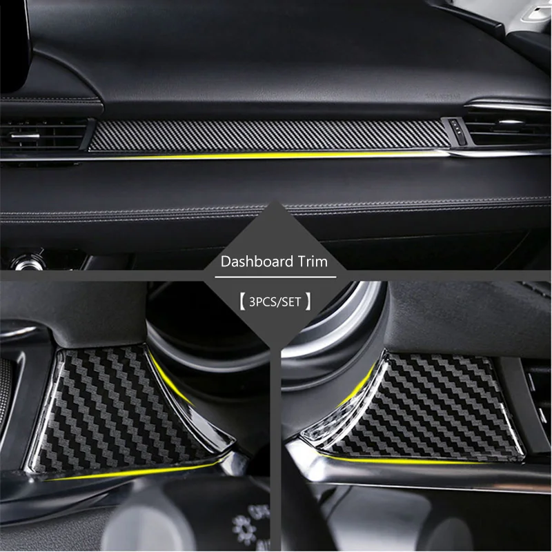 Car Dashboard Center Control Edge Protective Trim Garnish Sticker Strips Cover Styling 3Pcs/Set For Mazda 6 Atenza  2019-2022