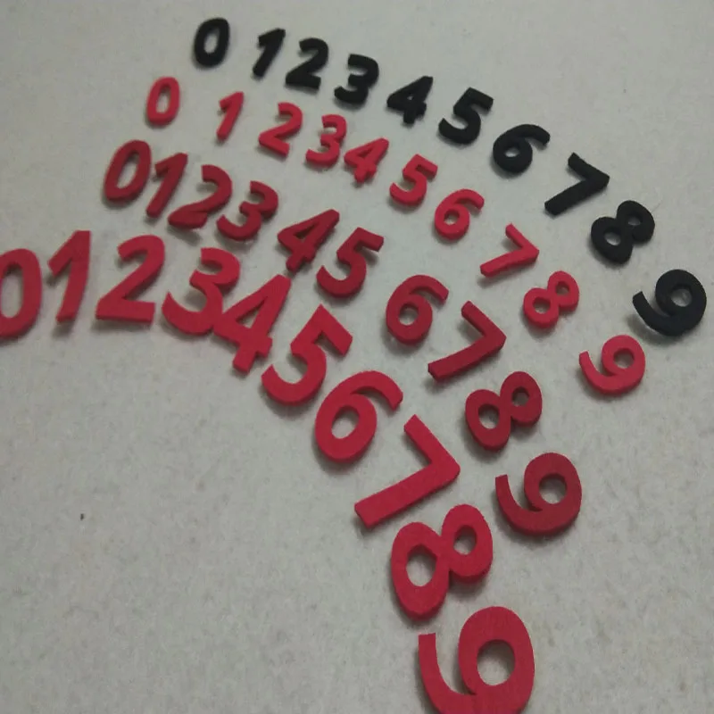 Numéros en feutre rouge noir de 2mm, 40 pièces, 0-9 chiffres pour travaux d'aiguille, artisanat de couture, Scrapbooking, décoration de la maison, maternelle précoce