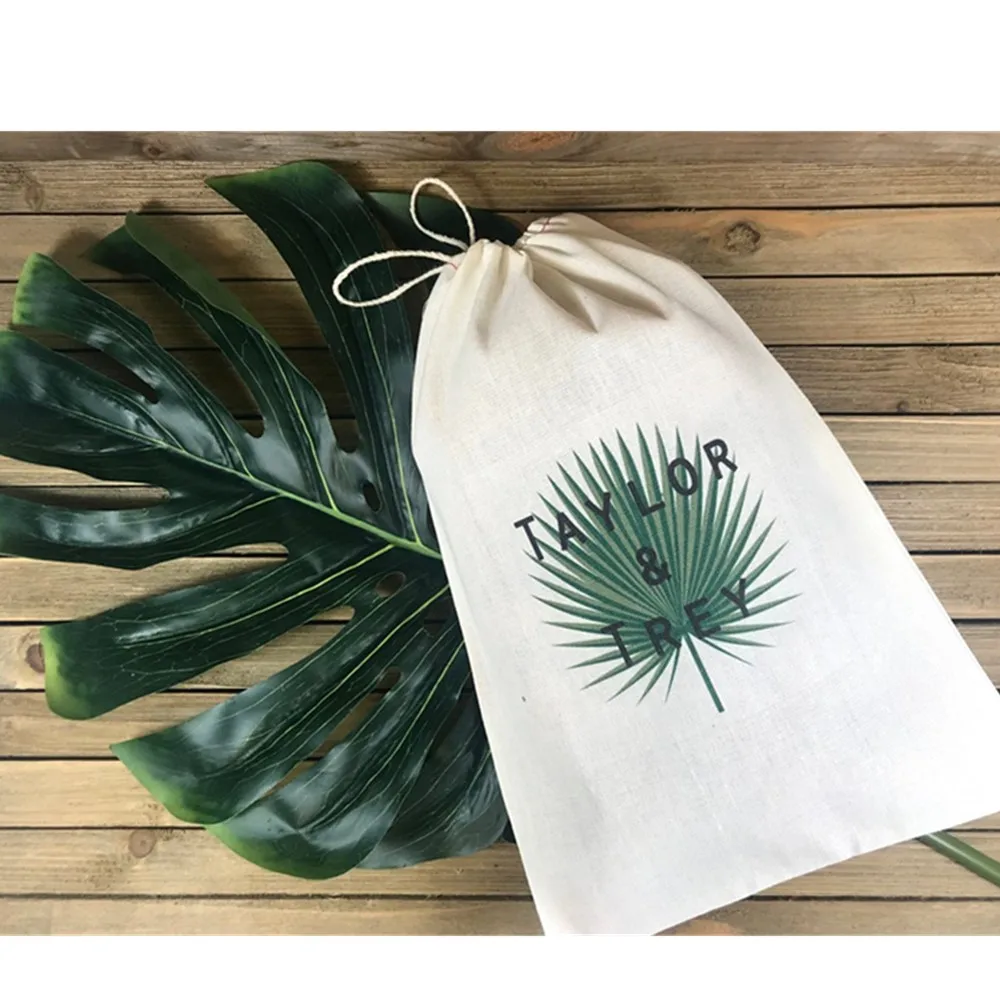 Wedding Welcome Bags   Tropical Party Favors  Fan Palm Leaf  Welcome Bags Custom Destination Bachelorette Party Favors bags