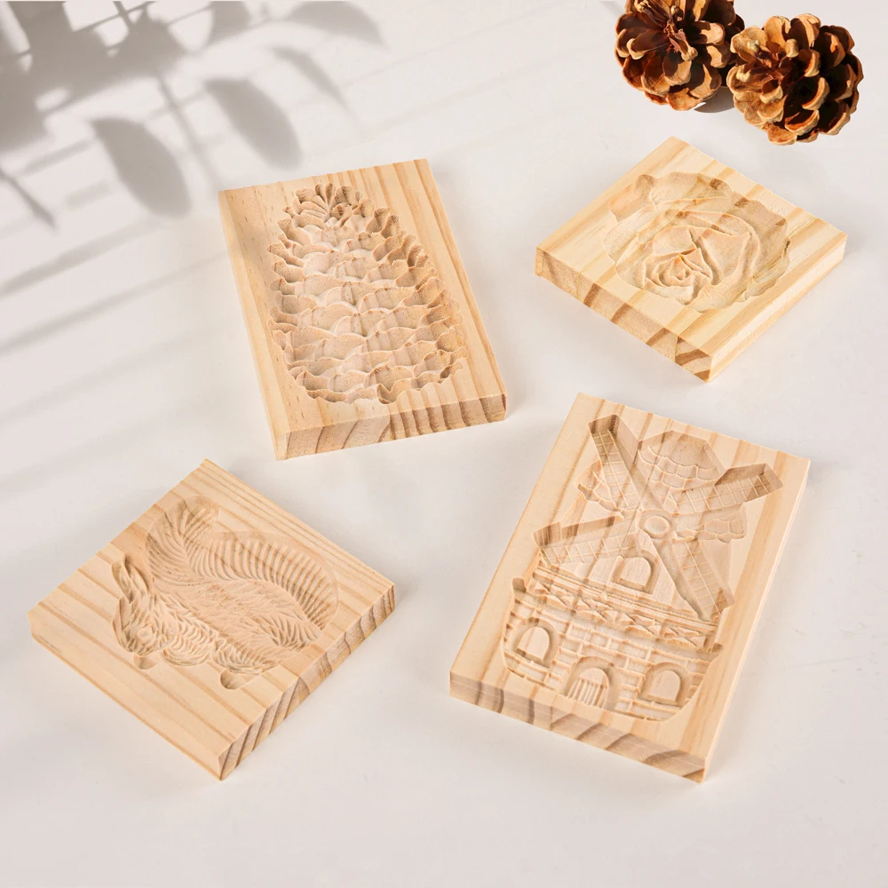 Wooden Cookie Mold Household Gingerbread Cake Mould Press Christmas 3D Biscuit Embossing Molds Bakery Gadget Kitchen Supplies