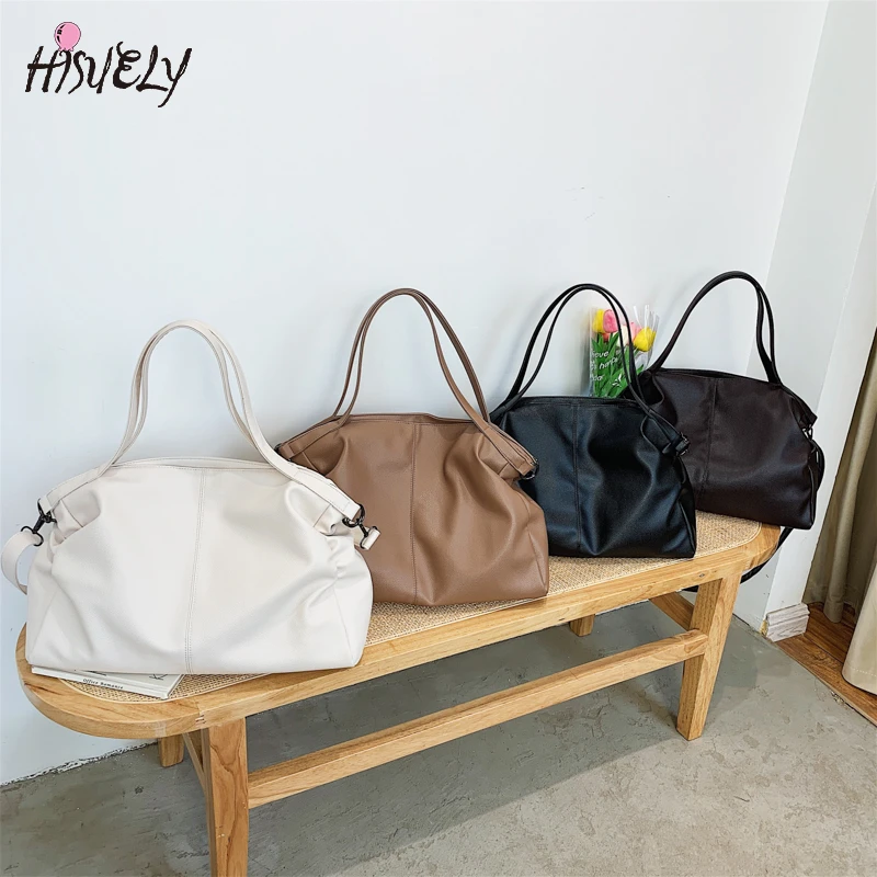 Black Tote Bag Large Capacity Hobo Shoulder Bags for Women Shopper Bag Lady Travel Quality Soft Leather Crossbody Handbags Bolsa