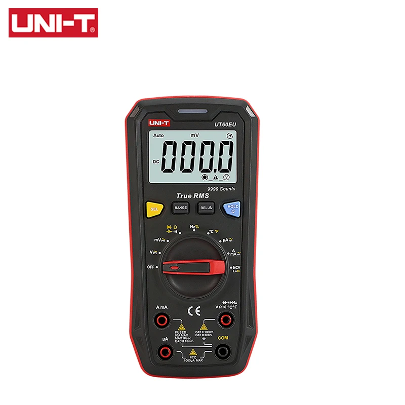 UNI-T Mini Digital Multimeter UT60EU 1000V AC DC Voltage Current Meter Automotive Tester Capacitor Temperature Test 9999  Counts