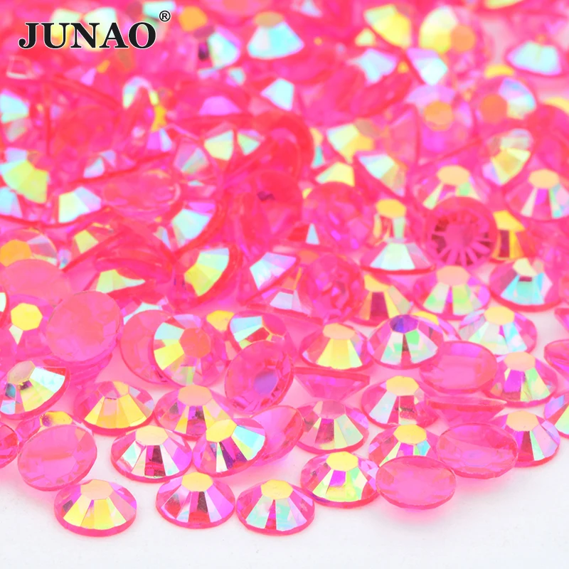 JUNAO Top Quality Bulk Package 2 3 4 5 6mm Jelly Resin Rhinestone Flatback Round Crystal Non Hotfix Strass Nail Art Decoration