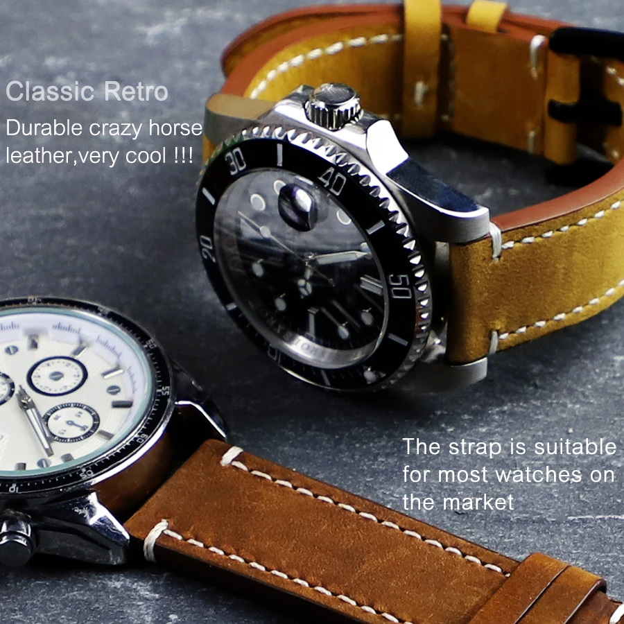 18mm,19mm,20mm,21mm,22mm,24mm Vintage Leather Watch Strap Quick Release Pins Watch Band for Samsung Huawei IWC Watchbands