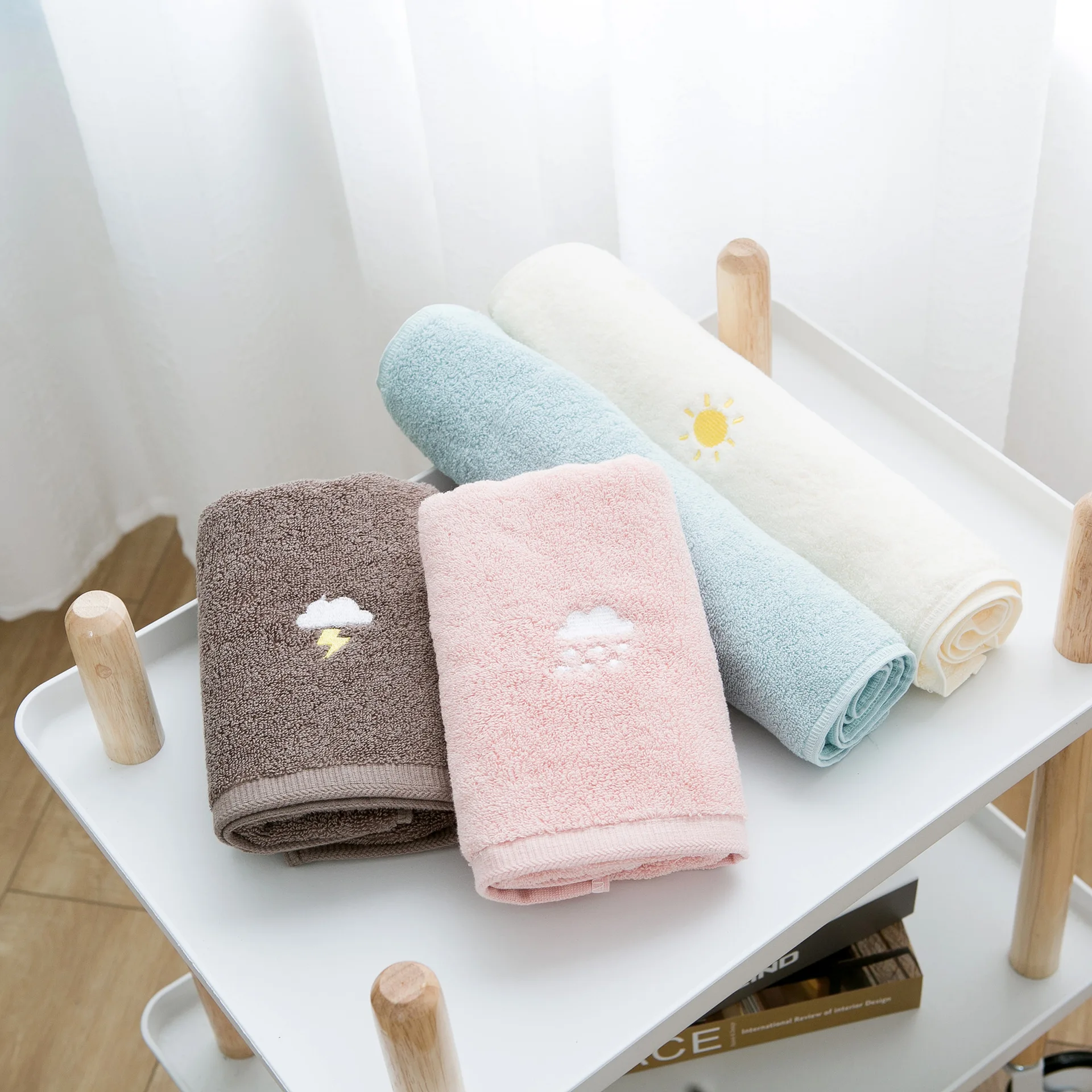 Cotton bath towel thicken embroidery Hotel student couple Solid color weather style Lovely Fashion Super Soft comfortable 75*35