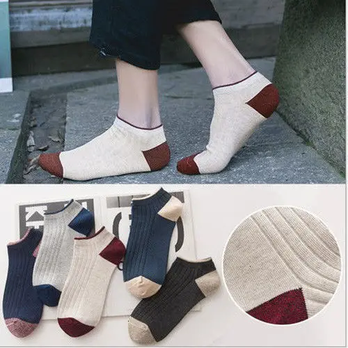 5 paires 2020 nouvelle mode hommes chaussettes courtes cheville chaussettes coton collège Style lignes noir décontracté chaussette taille 39-43 hip hop femmes chaussette