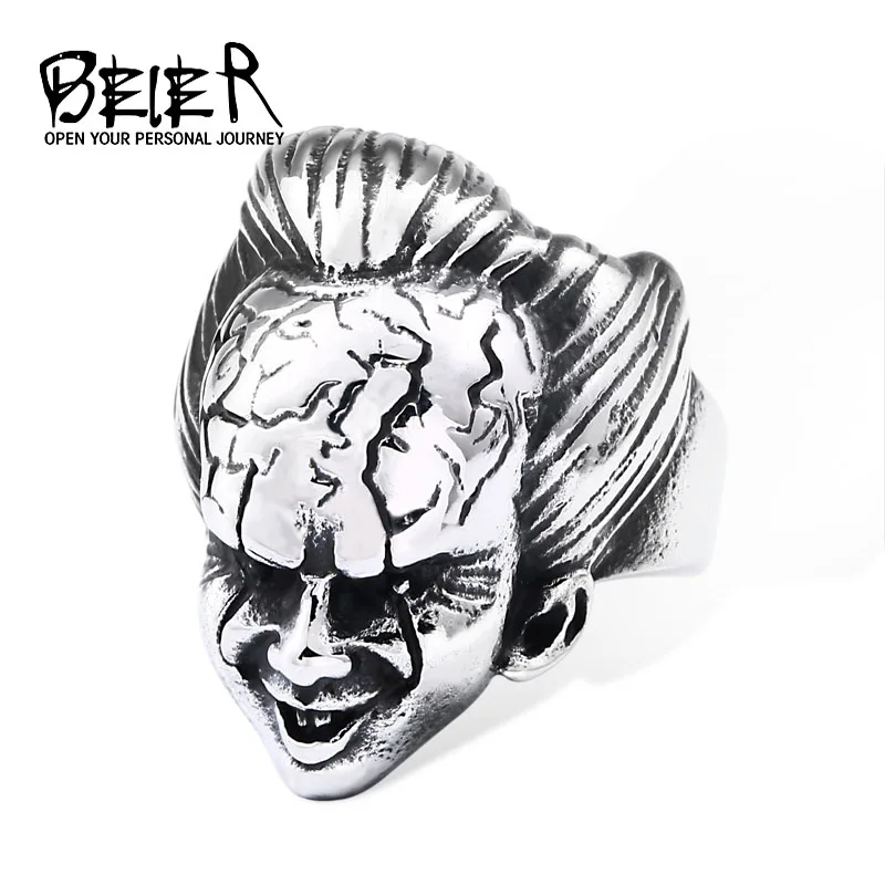 BEIER Punk Rock ring 316L stainless steel Cool Unique Design Movie Jack Face Funny Jewelry for man BR8-696