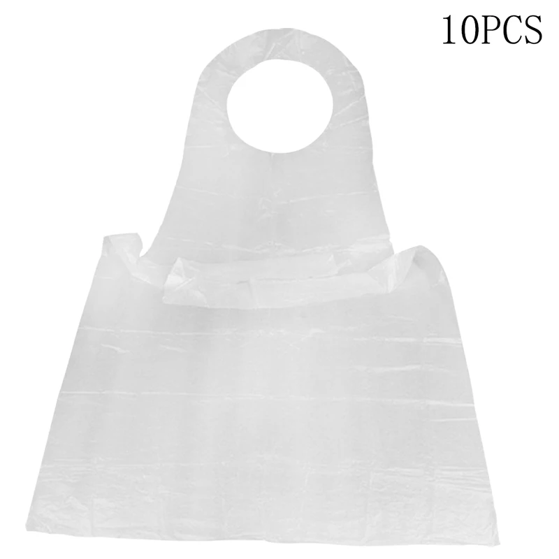 10pcs/set Clear Poly Disposable Aprons Salon Apron Waterproof Gowns Individually Packing For Cooking Serving Painting Picnic