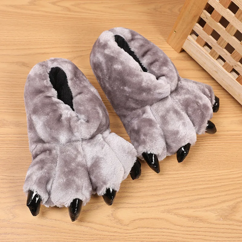 Men\'s indoor Leopard slippers funny winter furry Floor shoes for boys Fluffy slippers unisex house slippers man Women footwear