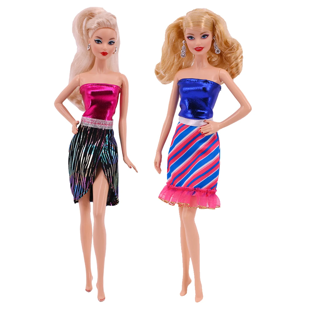 2 Cái/bộ Barbies Quần Áo Handmade Hoa Văn Hoạt Hình Áo Quần Short Đồng Nhất Đầm Phù Hợp Với 11.8Inch Barbies Búp Bê, BJD 30Cm Búp Bê, Đồ Chơi Cho Bé Gái