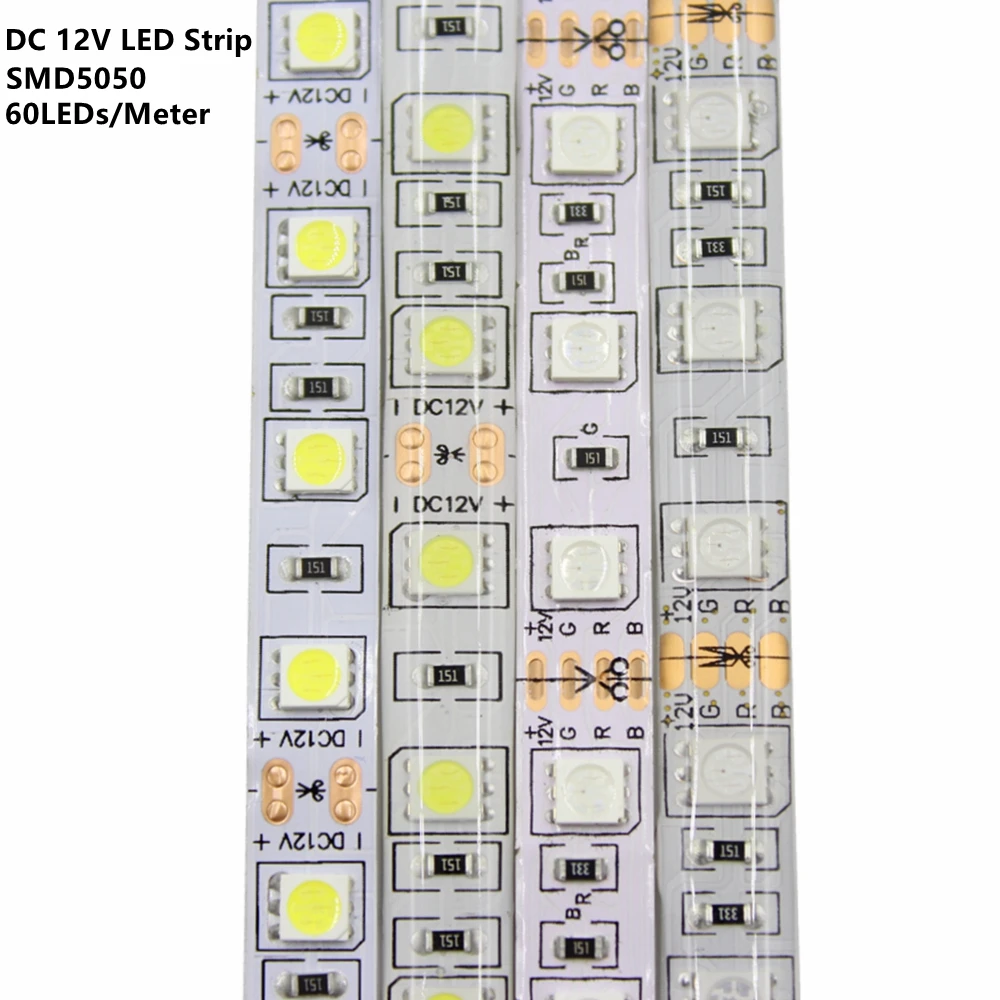 

Светодиодная лента 5050 RGB, 12 В постоянного тока, гибкая, для украшения дома, водонепроницаемая светодиодная лента RGB/белый/теплый белый/синий/зеленый/красный
