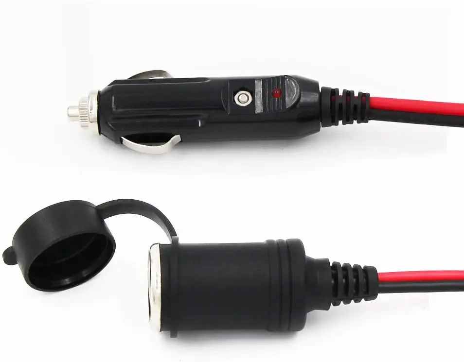 12 فولت سيارة تمديد الحبل ، ذكر التوصيل إلى أنثى تمديد المقبس كابل مع LED light s16awg ، 15A الصمامات ل مضخة إطار ، 12FT/3.6 متر