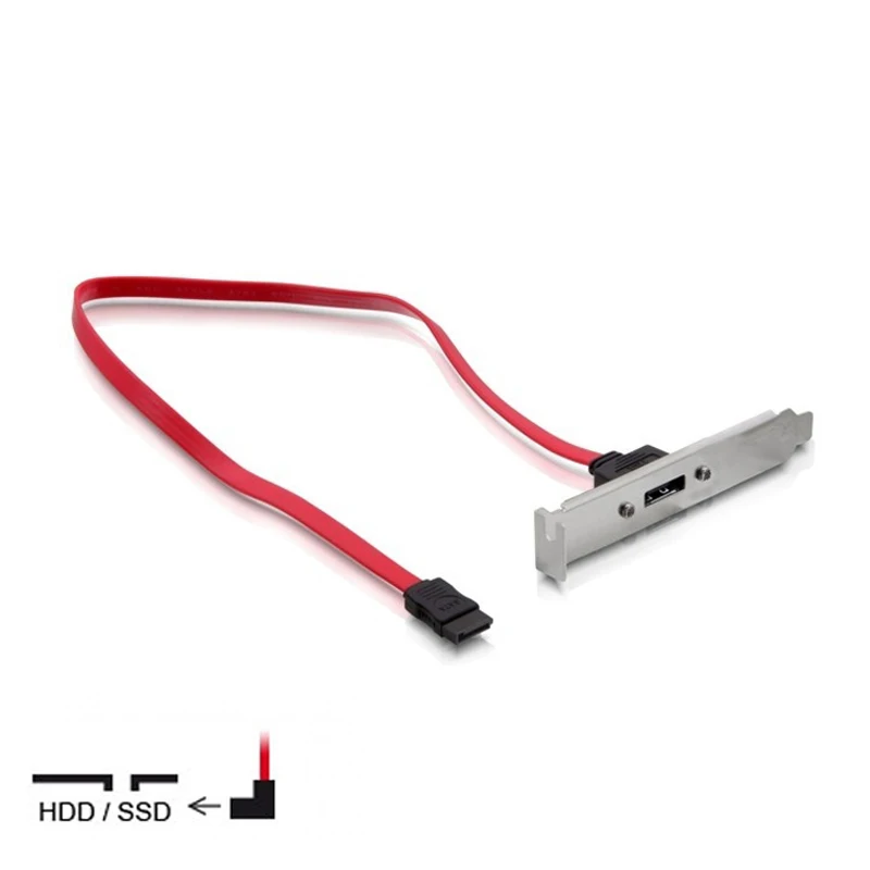 Cable de Soporte SATA a SATA de 50cm con placa de cubierta de ranura PCI, perfil completo, 1 puerto SATA, Cable de cabezal SATA externo