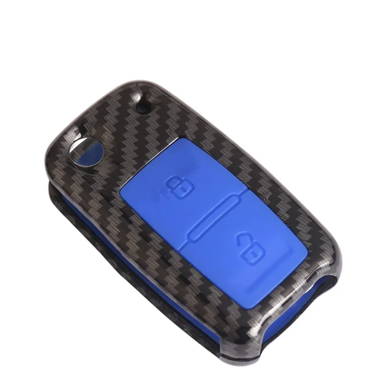 Carbon Fiber ABS 2Buttons Car Flip Key Fob Cases for Volkswagen VW Amarok Polo Golf Mk4 Mk5 Bora Jetta Seat Altea Alhambra