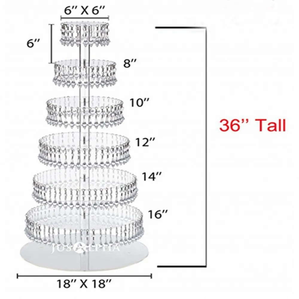 

7 Tiers Crystal transparent wedding crystal acrylic Cake Stand Round cake display cupcake holder with bead strands wedding decor