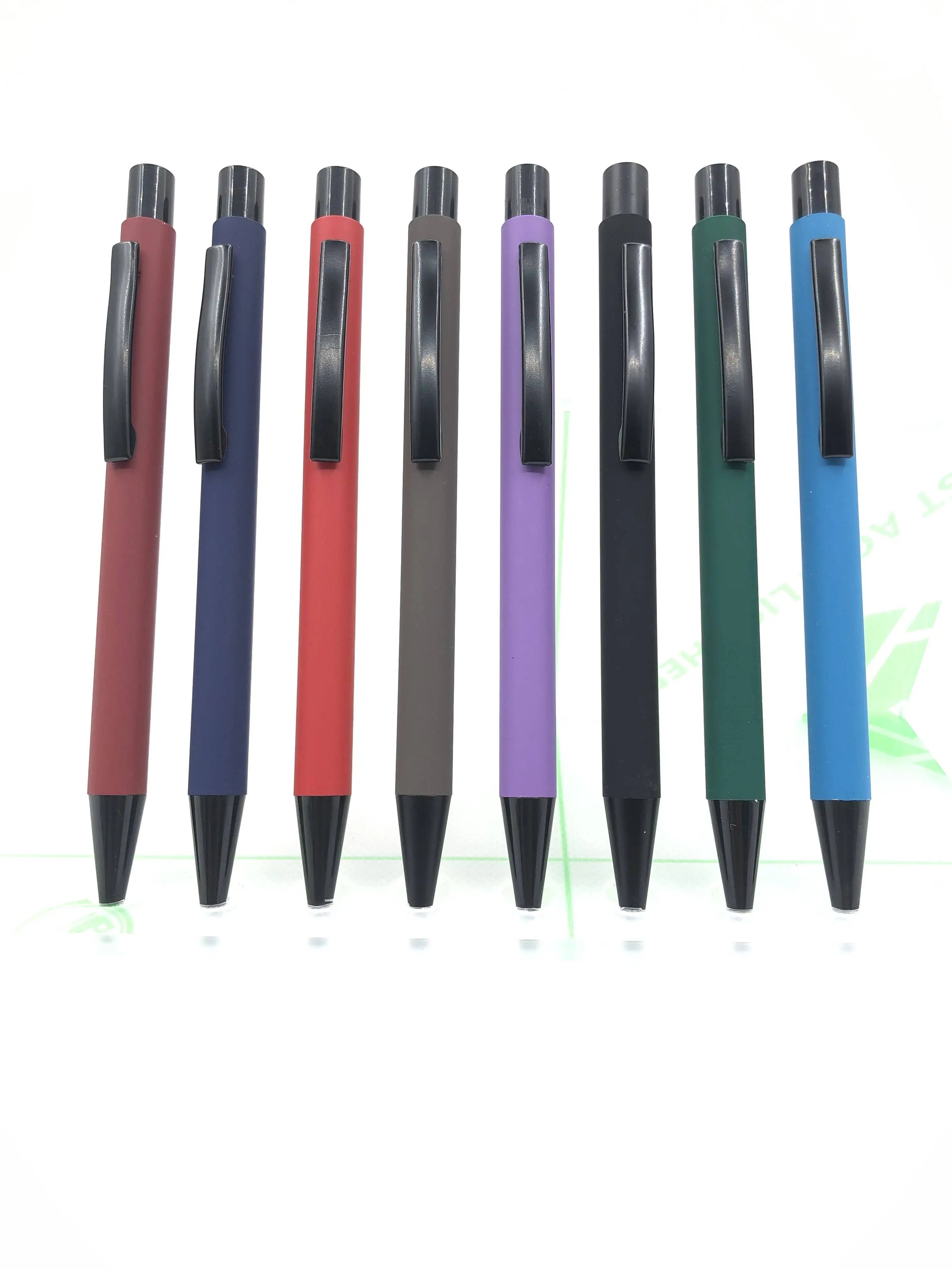 

Wholesale promotion rubber coasted metal ball pen brand custom logo name