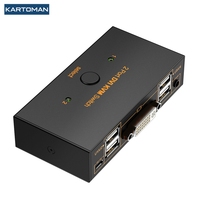 KARTOMAN 2 port KVM switch 4 USB 2.0 DVI 1080P Splitter Printer Mouse Keyboard Share Switcher Box Computer Controller Adapter