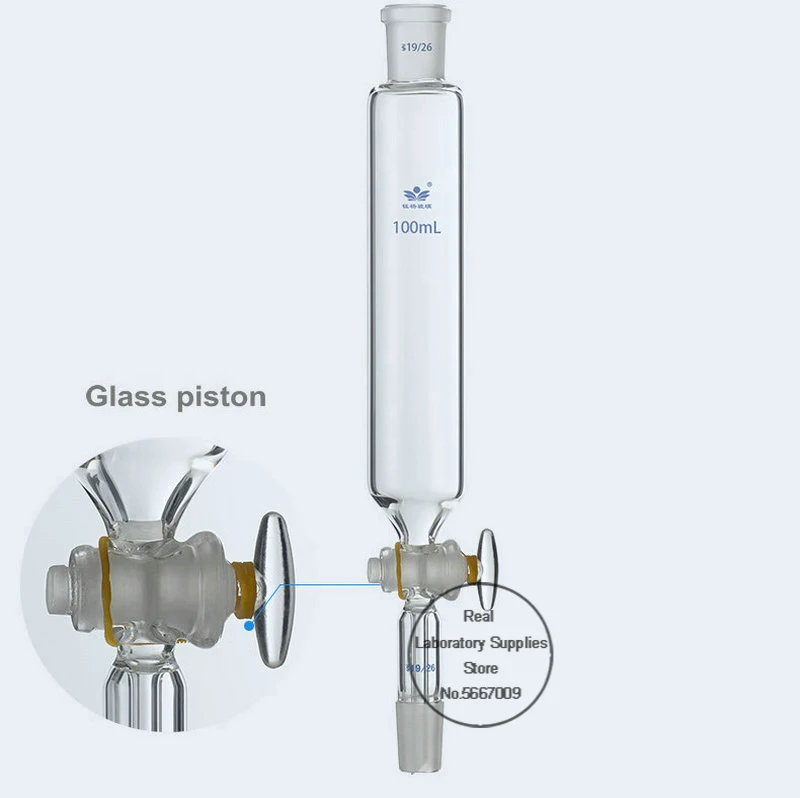 Funil separador cilíndrico de vidro para experiências químicas, laboratório do borosilicato, 10ml a 1000ml, 1 PC