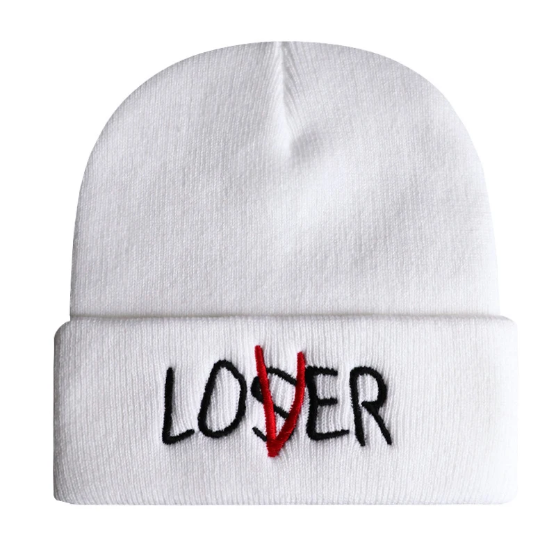 LOSER Embroidery Beanie Winter Hat Stephen King's It Cotton LOVER Skullies Hip Hop Knit Cap Outdoor