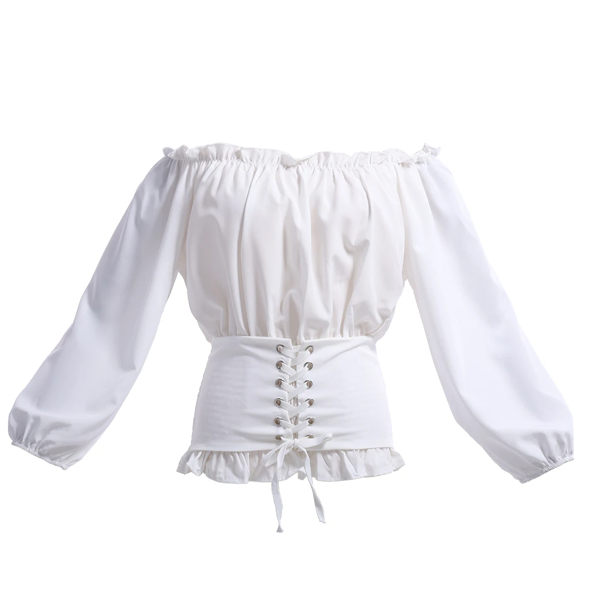 Women Girl Long Sleeve Shoulder-off Corset Blouse Tops Sexy Gothic Steampunk Lolita Casual Shirt