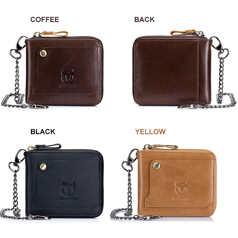 Bullcaptain Cowhide Genuine Leather Men Wallet Coin Purse Small Mini Card Holder Vintage PORTFOLIO Portomonee Male Walet Pocket