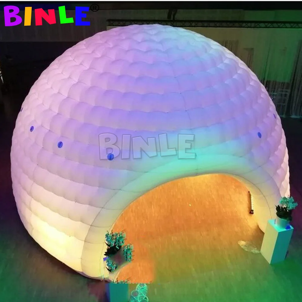 Cúpula de aire inflable promocional con luces Led, iglú blanco, tienda de escenario para Pub de boda, feria comercial