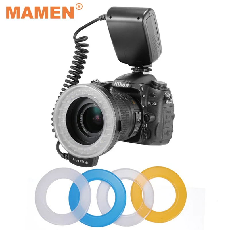 Mamen Macro LED Ring Flash Light Camera LCD Display Speedlite Photographic Light For Sony Nikon Canon 60D 80D 600D 1300D 70D