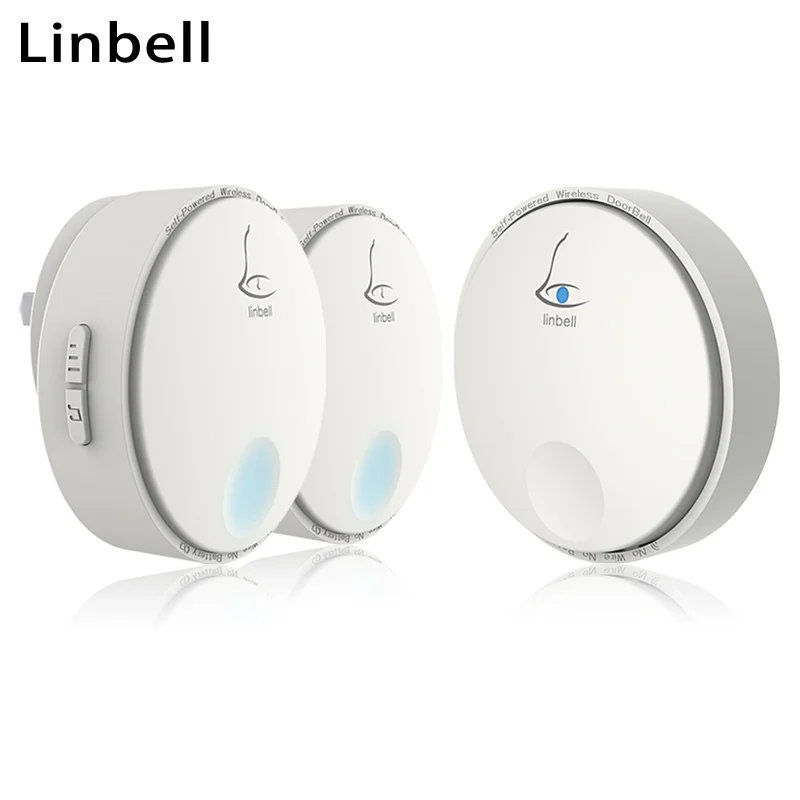 

Linbell Smart Kinetic Self-powered Wireless Doorbell 433Mhz 100M Long Wireless Distance 38 Songs Home Welcome Door Chimes