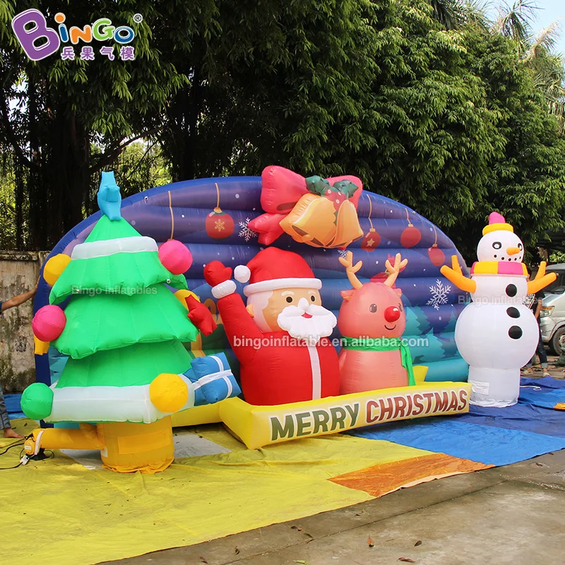 EXQUISITE Inflatable Christmas Backgroud Wall With Snowman & Xmas Tree For Christmas Holiday Theme Decoration Toy