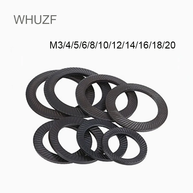 WHUZF Free Shipping Lock Washers 20/60/100PCS M3 M4 M5 M6 M8 M10 M12 DIN9250 Washers 65Mn Lock Washers With Doule Faced Printing