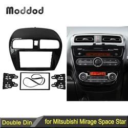 Double 2 Din Fascia for Mitsubishi Mirage Space Star Attrage Radio Stereo Panel Dash Mounting Installation Trim Kit Face Frame