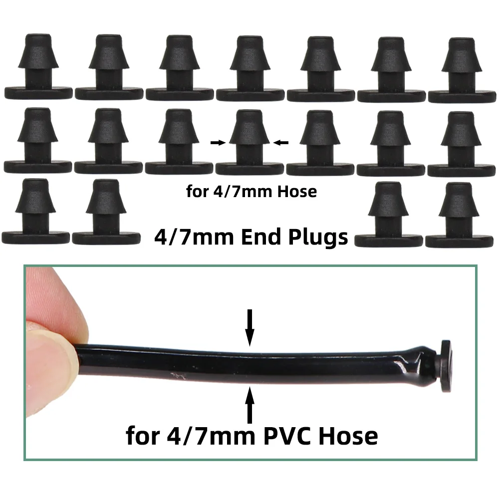 50-200PCS 1/4\'\' Hose End Plug 4/7mm Watering Connectors Micro Tubing Water Stop Garden Drip Irrigation Barbed Stopper Tools