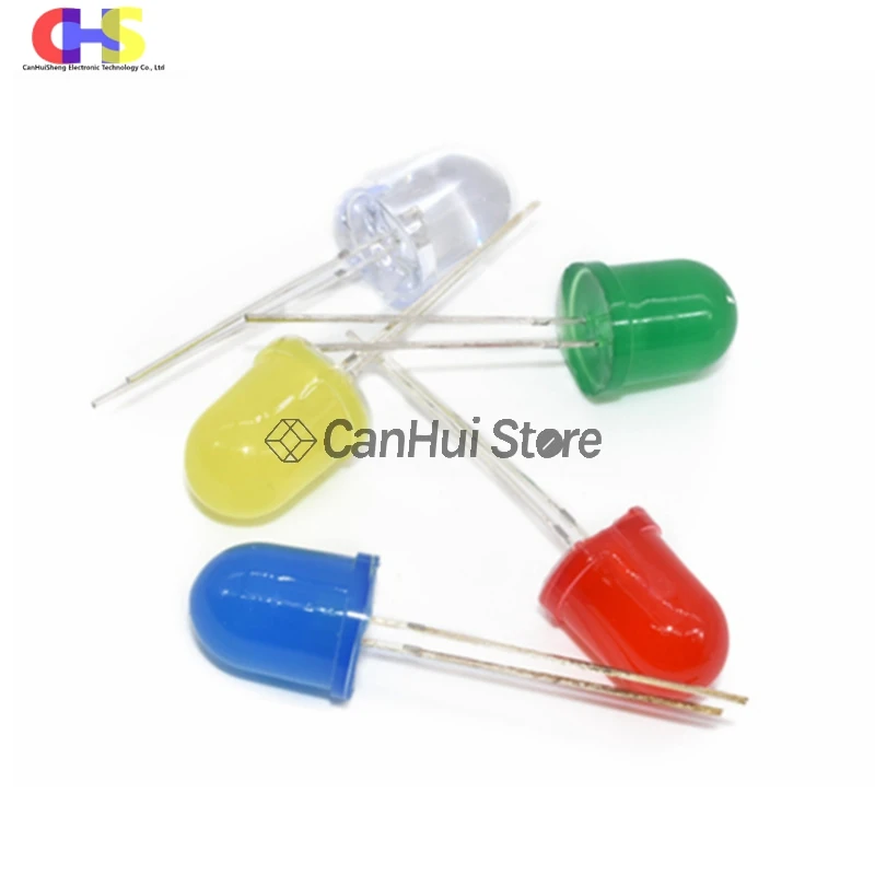 10PCS 10MM Round Light Emitting LED Red Yellow Green Blue White Orange Pink Purple RGB Colorful flash F10 light emitting diode