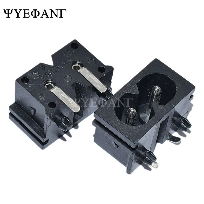 10Pcs IEC320 C8 Power Socket Connector, Right Angle AC Male Plug, 250V 2.5A 2-Pin Panel Mount Receptacle for Electronics