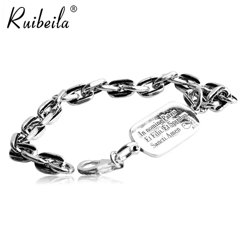 Ruibeila925 argent saint père et fils saint esprit marque bracelet hommes et femmes rétro punk argent bracelet bijoux cadeau