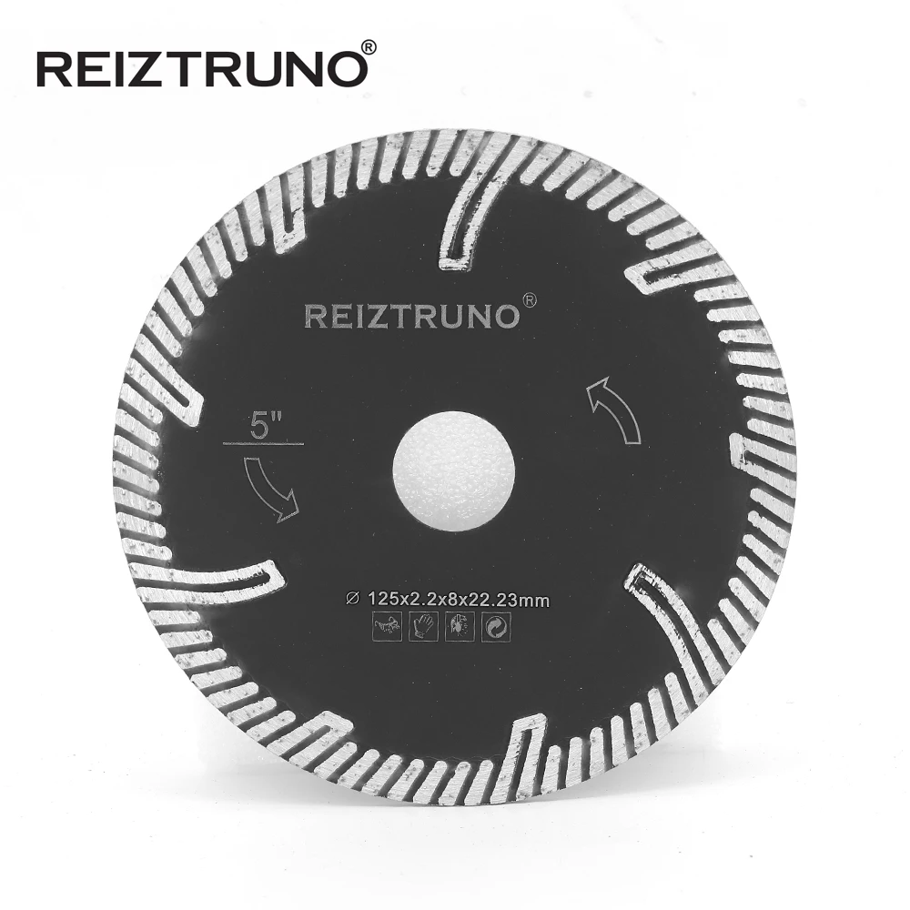 REIZTRUNO Premium Diamond Saw Blade 5-Inch Diamond Turbo Blade for concrete sandstone granite with protective teeth,Hot pressed