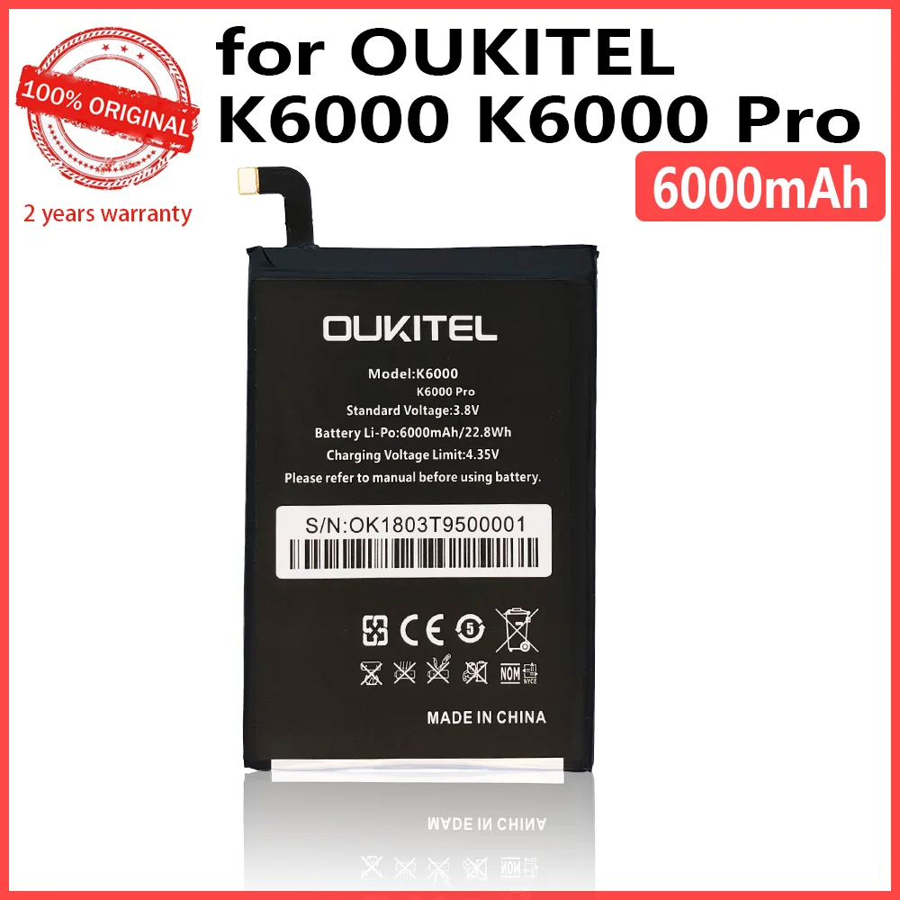 100% Asli 6000MAh untuk Oukitel K6000/ Oukitel K6000 Pro / Ulefone Power / DOOGEE T6 / DOOGEE T6 Pro/Baterai Homtom HT6