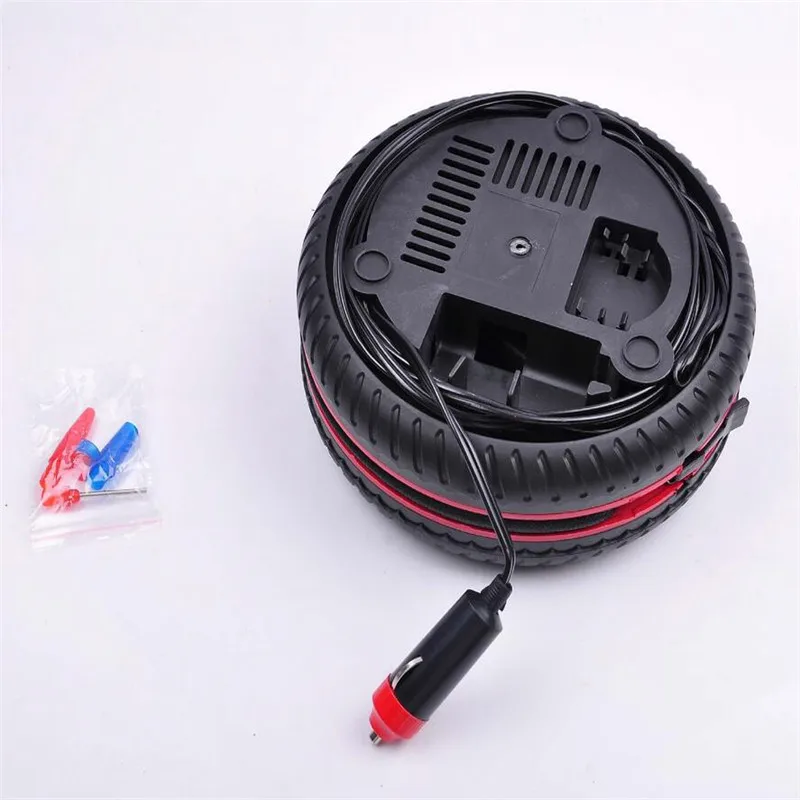 

Mini Electric Pump 12V 13A 156W 20L/min Car Household Outdoor Car Air Pump Round Black Handy Casing Tyre Inflatable Pumptool