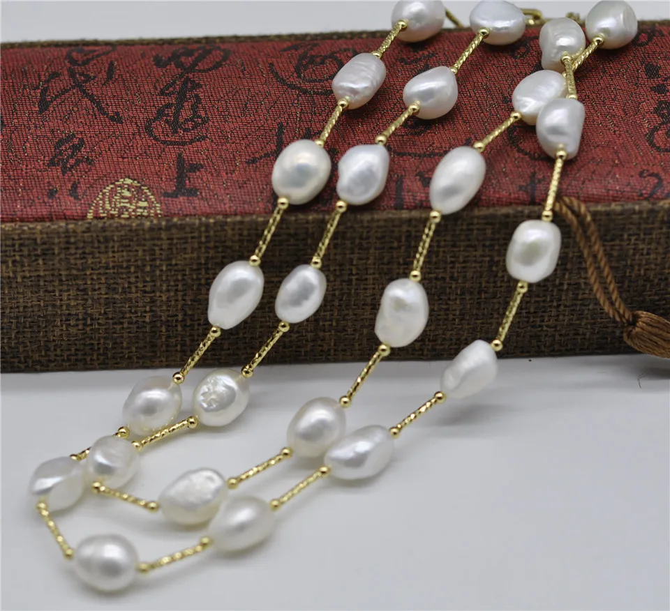 HABITOO Freshwater Pearl White Barouqe 12-13mm Necklace Wholesale 30