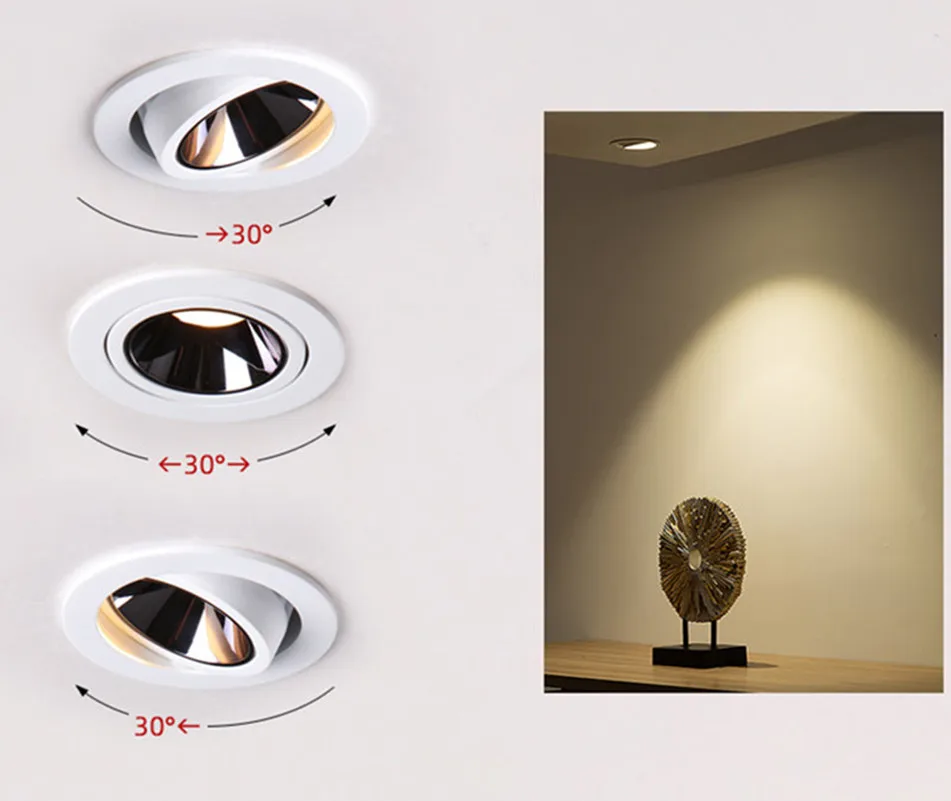 Imagem -04 - Led Anti-reflexo Downlight Ajustável 7w 9w 12w 15w 85265v Cob Cozinha e Sala de Estar Iluminação Interior