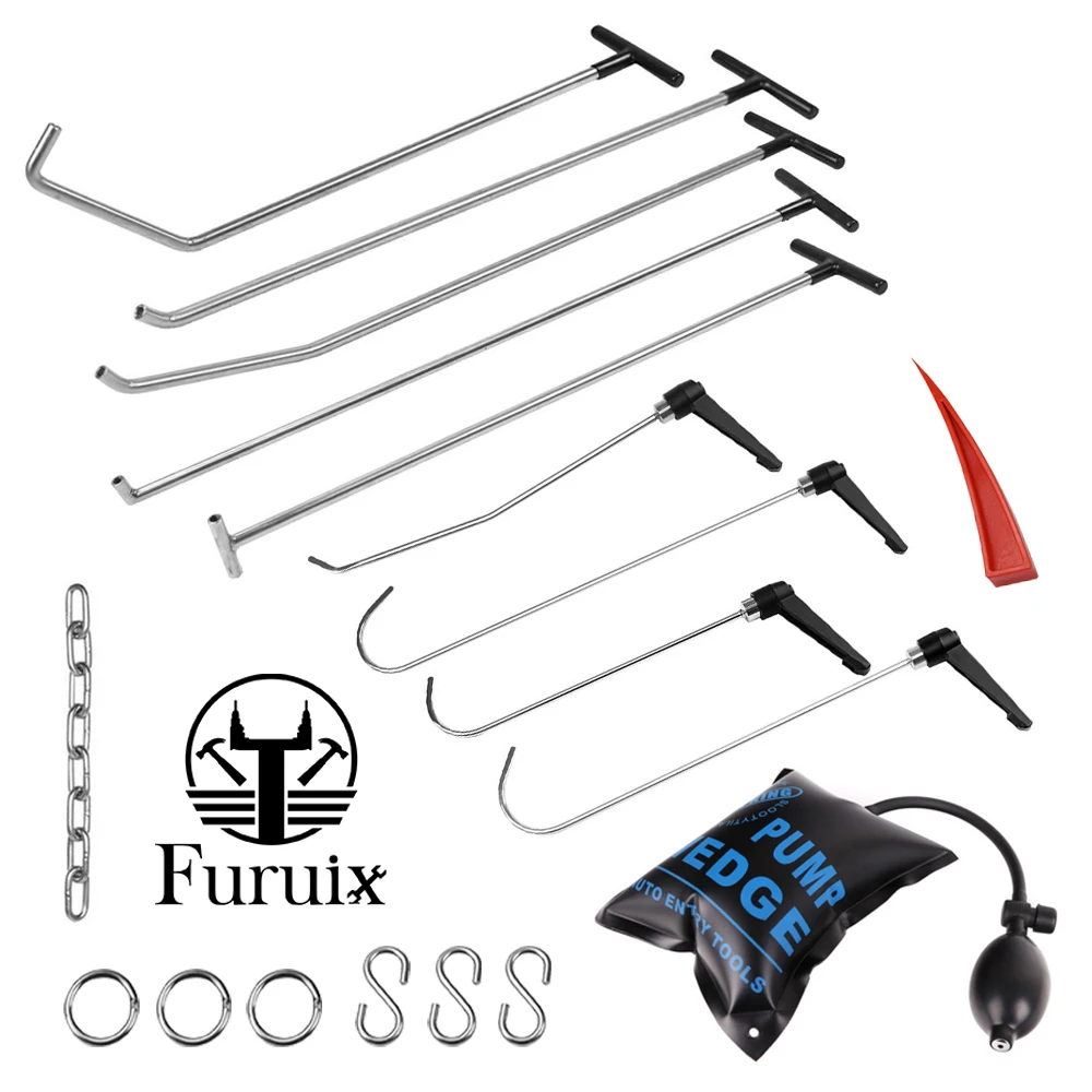 

FURUIX Rods Tools Paintless Dent Repair Kits S-Hook for Car Auto Body Dents Hail Damage Removal Set Stainless Steel HAND TO