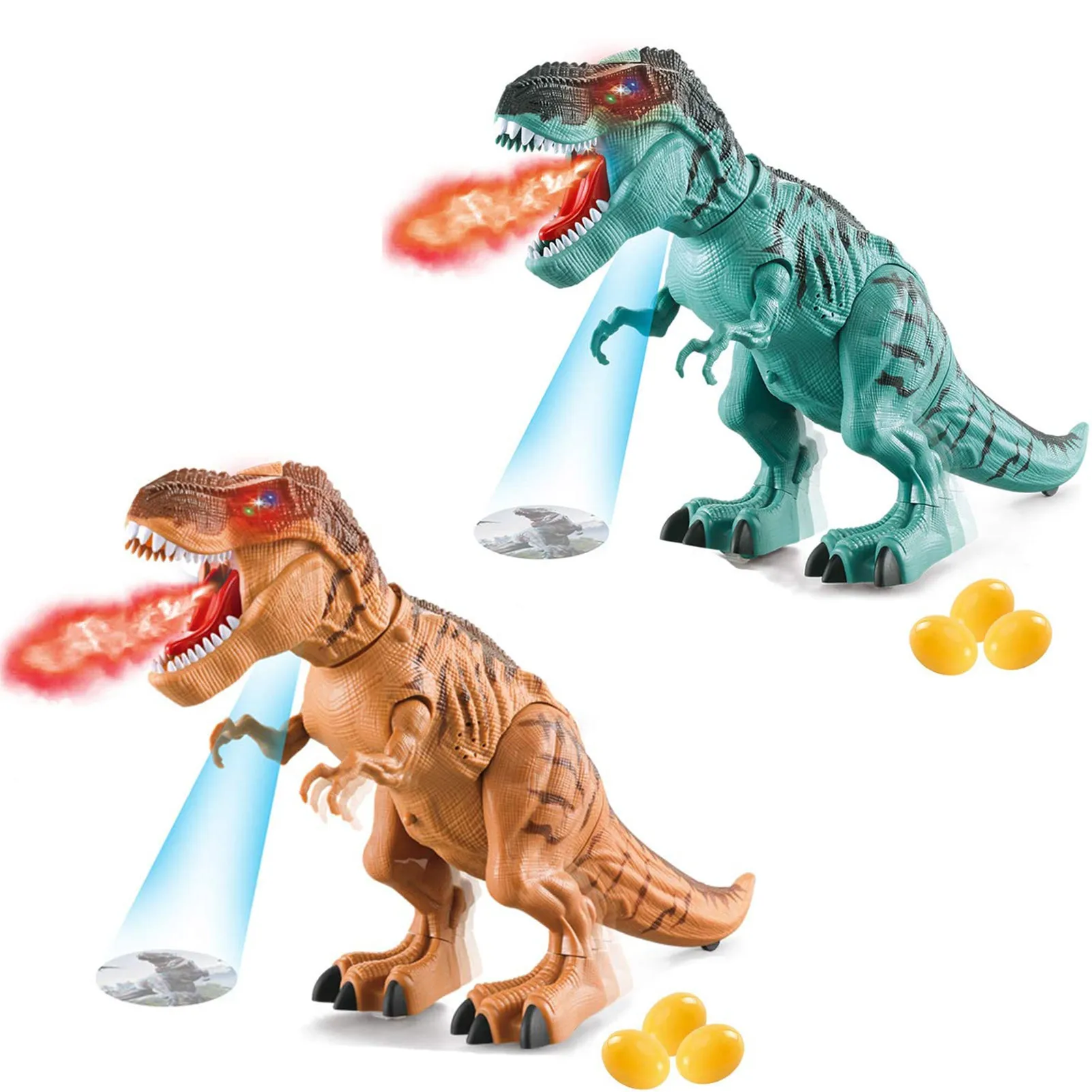 Electronic Dinosaur Toy Simulated Flame Spray Tyrannosaurus T-Rex Walking Dinosaur Toy Water Spray Red Light & Realistic Sounds