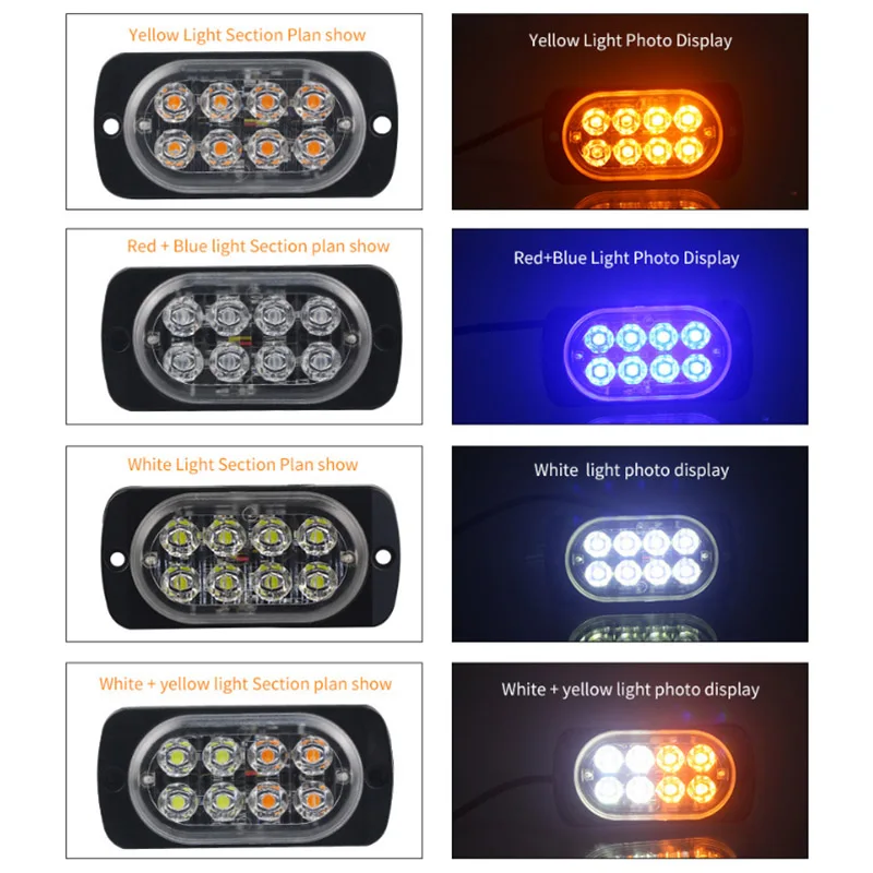 

8 LED Emergency Flash Warning Light 12V-24V Hazard Warning Side Strobe Light Signal Lamp Car Truck Trailer Energency Stop Lights