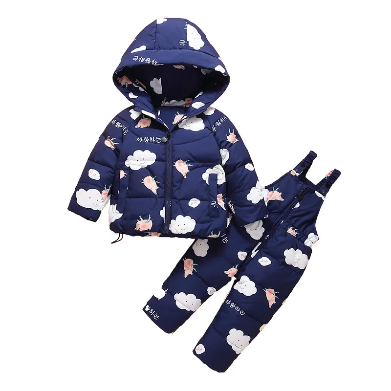 new children\'s down jacket suits for men and women baby suspenders, two-piece padded jacket for infants and young children