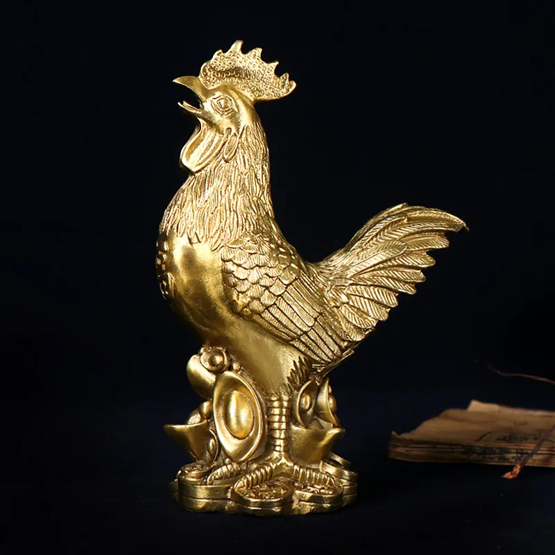 Pure Copper Feng Shui Money  Chicken Decoration Lucky Home Decoration Crafts Lucky Gift  Rooster Zodiac Statue Fortune