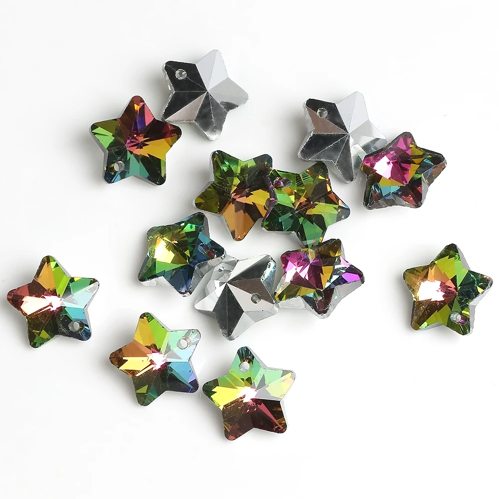 Di Vetro grosso Star Branelli Allentati 14mm Pentagramma di Cristallo a Forma di Pendenti E Ciondoli Gioielli Pendenti Con Gemme E Perle Per Fare