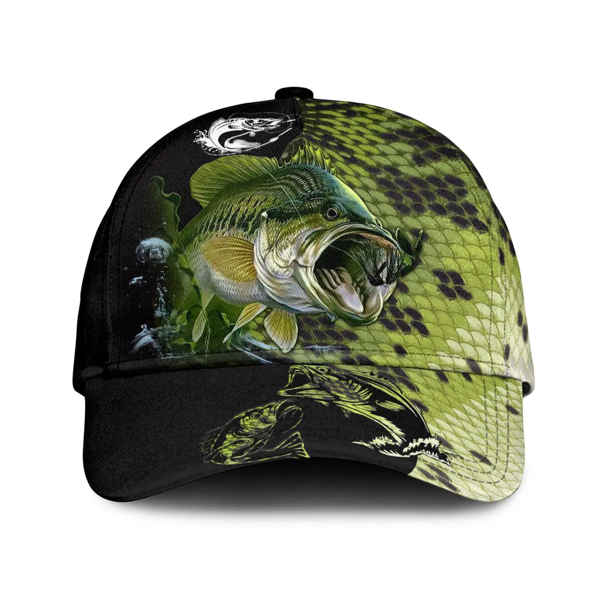 Baseball Cap Bass Walleye Fishing Multicolor Printed Snapback Hat Unisex Adult Hip Hop Headwear Outdoor Sun Visor