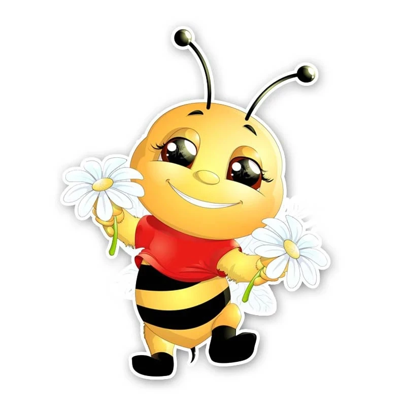 S50413#  Various Sizes Personality PVC Decal A Happy Little Bee Waterproof Car Sticker on Motorcycle Laptop Decorative