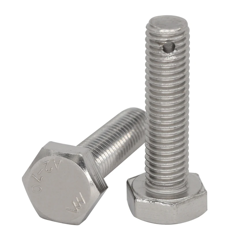 M6 M6*20/25/30/40/50mm M6x20/25/30/40/50mm 304 Stainless Steel Screw GB31.1 External Hexagon Bolt With Split Pin Hole On Shank